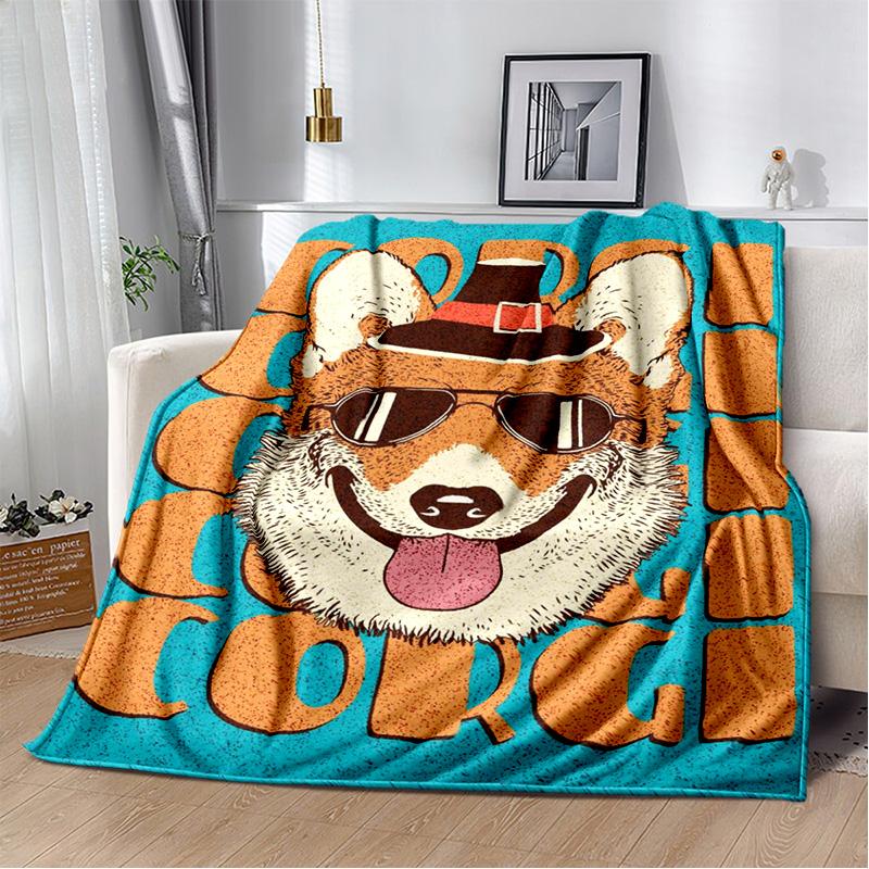 Одеяло с милой собакой, мультяшным хаски, самоее, чихуахуа, коки, померанским шпицем, мягкое одеяло для дома, спальни, чехол для дивана, детское одеяло