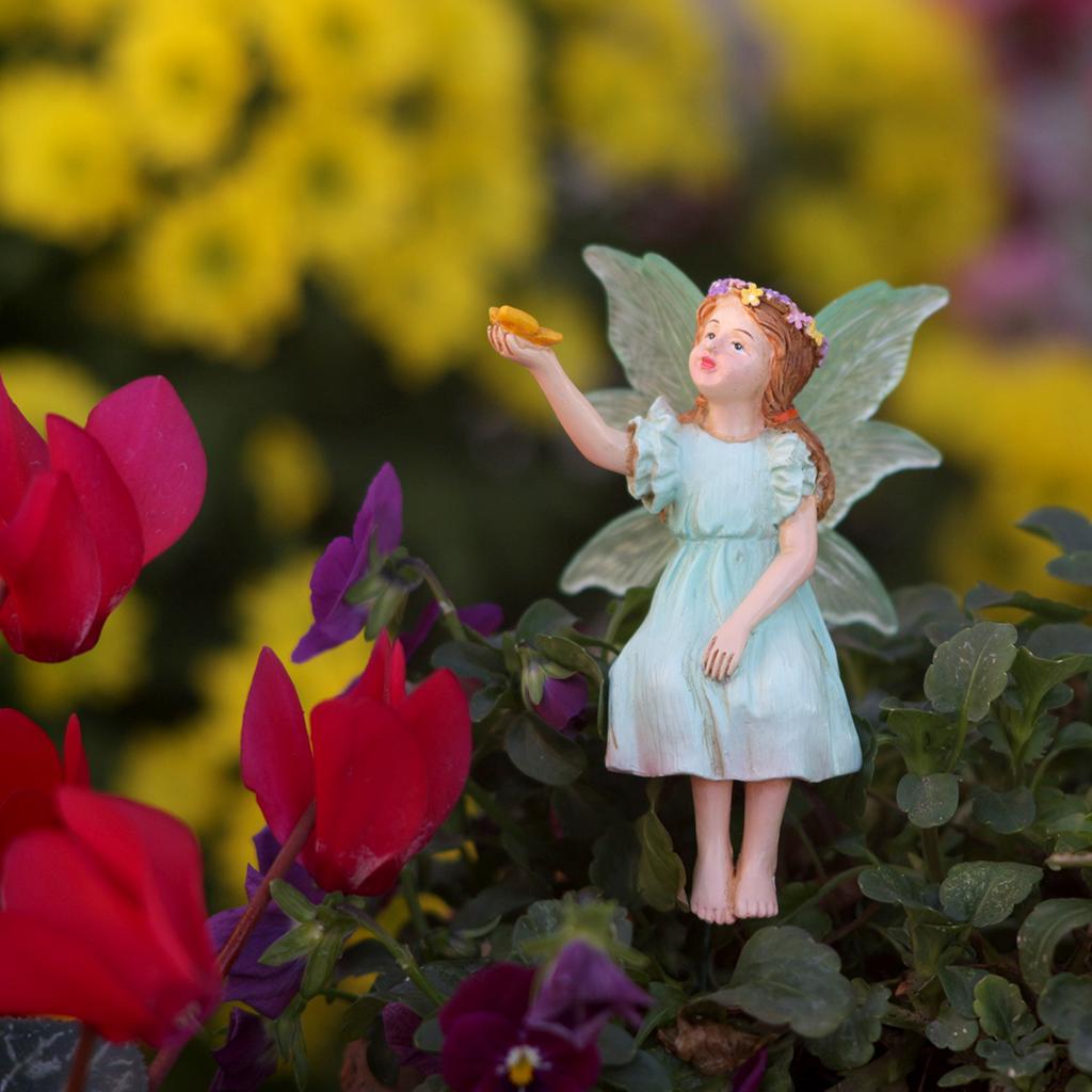1 шт. Мини-фея, привлекающая бабочек, Садовые фигурки, Статуэтка ангела из смолы, Садовые фигурки, Статуэтка феи, Садовое украшение,M