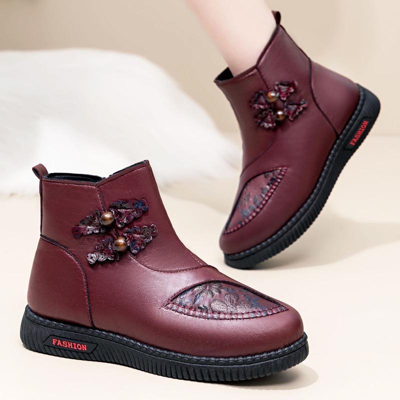 Хлопковая обувь женская новая зимняя бархатная утолщенная водонепроницаемая сноубутсы на одной педали нескользящая обувь для мамы теплые хлопковые сапоги