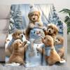 1PC Dog cute printed blanket, all season lightweight home office outdoor nap multifunctional blanket A9