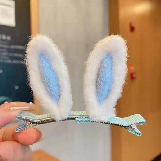 1 Pair Plush Rabbit Ear Hair Clip Bunny Ear Duckbill Clamp Hair Barrette Women Girls Hair Accessories Photo Prop Birthday Christmas Gift