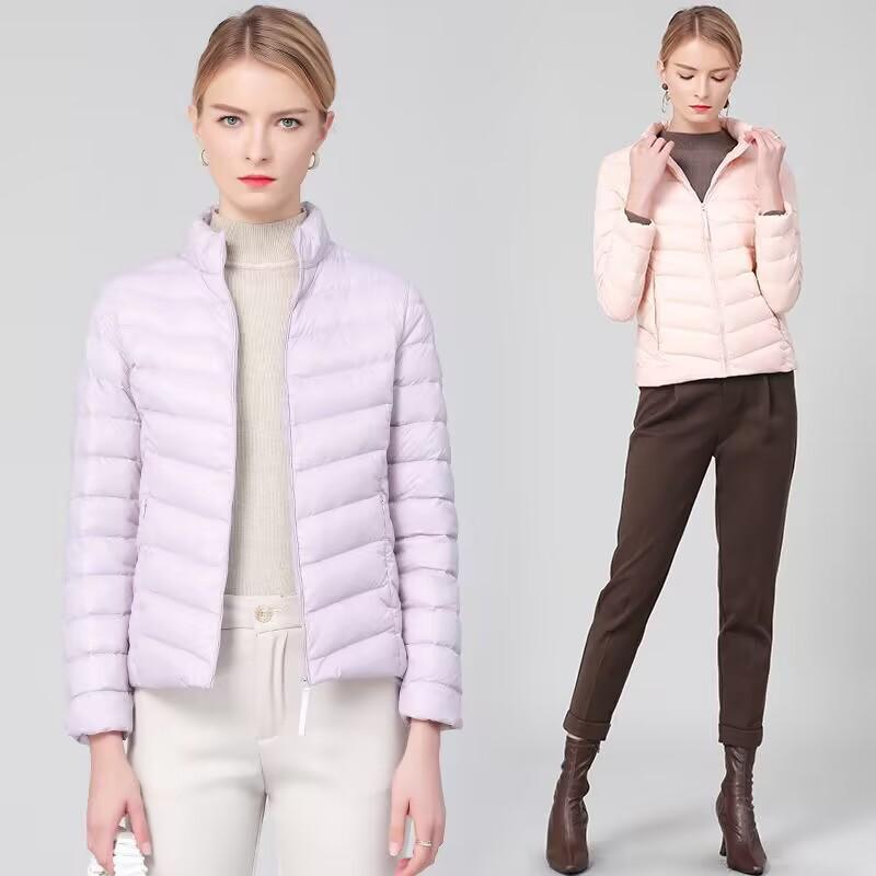 Lightweight White Duck Down Winter Women's Short Style New Solid Color Down Jacket Slim Fitting and Slim Standing Collar Lightweight Jacket Trend