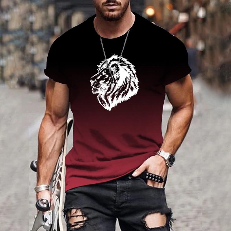 Мужская 3D градиентная печать модный трендовый принт Harajuku дизайнерские повседневные топы с коротким рукавом очень большие размеры мужская одежда