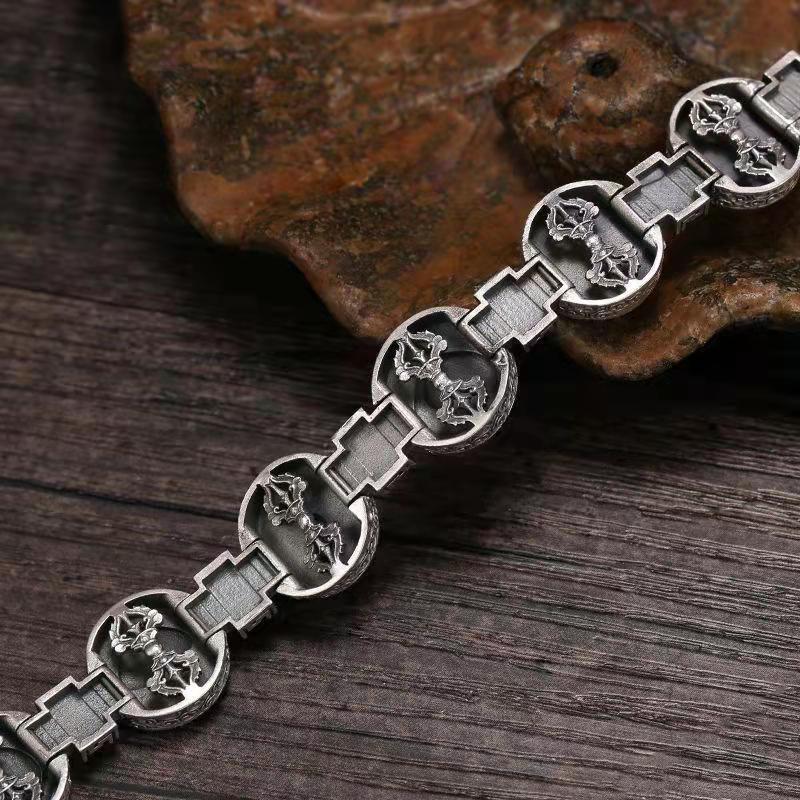 New Retro National Tide National Style Buddhist Eight Treasures Retro Bracelet Men's Six-character Mantra Vajra Accessories