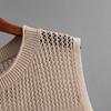 GMXIA Приталенный ажурный жилет без рукавов Летний вязаный комплект из двух предметов с юбкой с разрезом