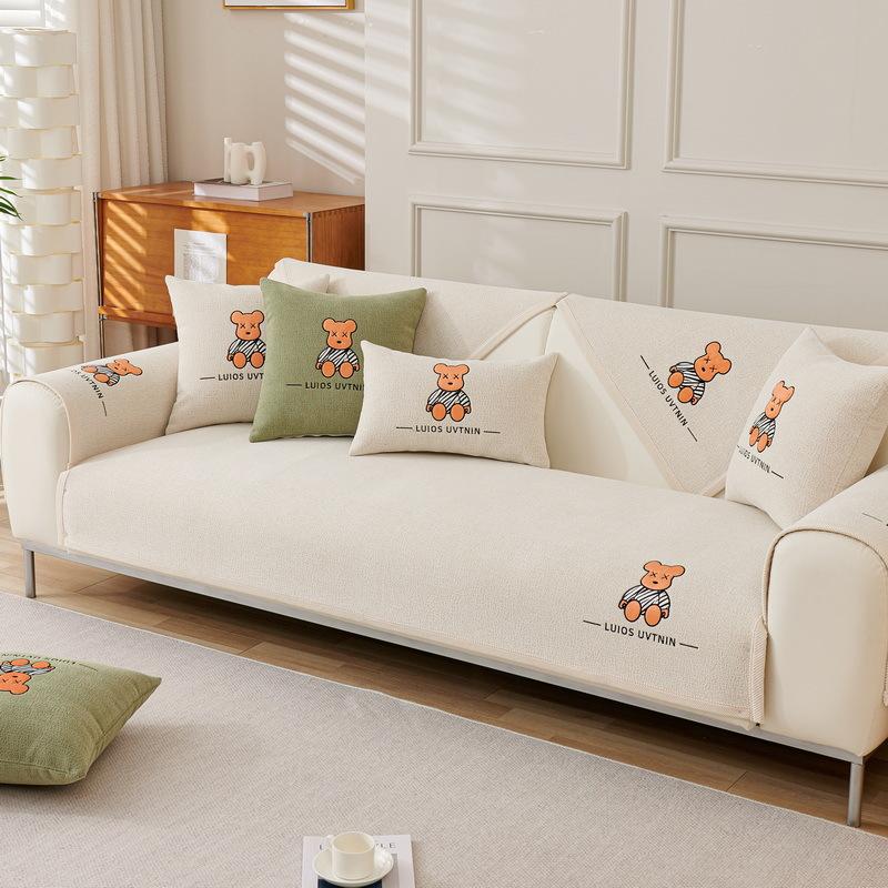 Cartoon Embroidered Sofa Cushion Four Seasons Universal Non-Slip Chenille Cover Towel Simple Modern Sofa Cover Cushion