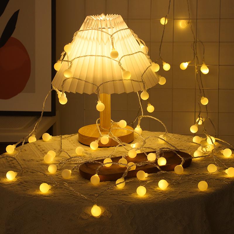 Outdoor LED White Ball String Lights for Camping, Awning, and Birthday Decorations