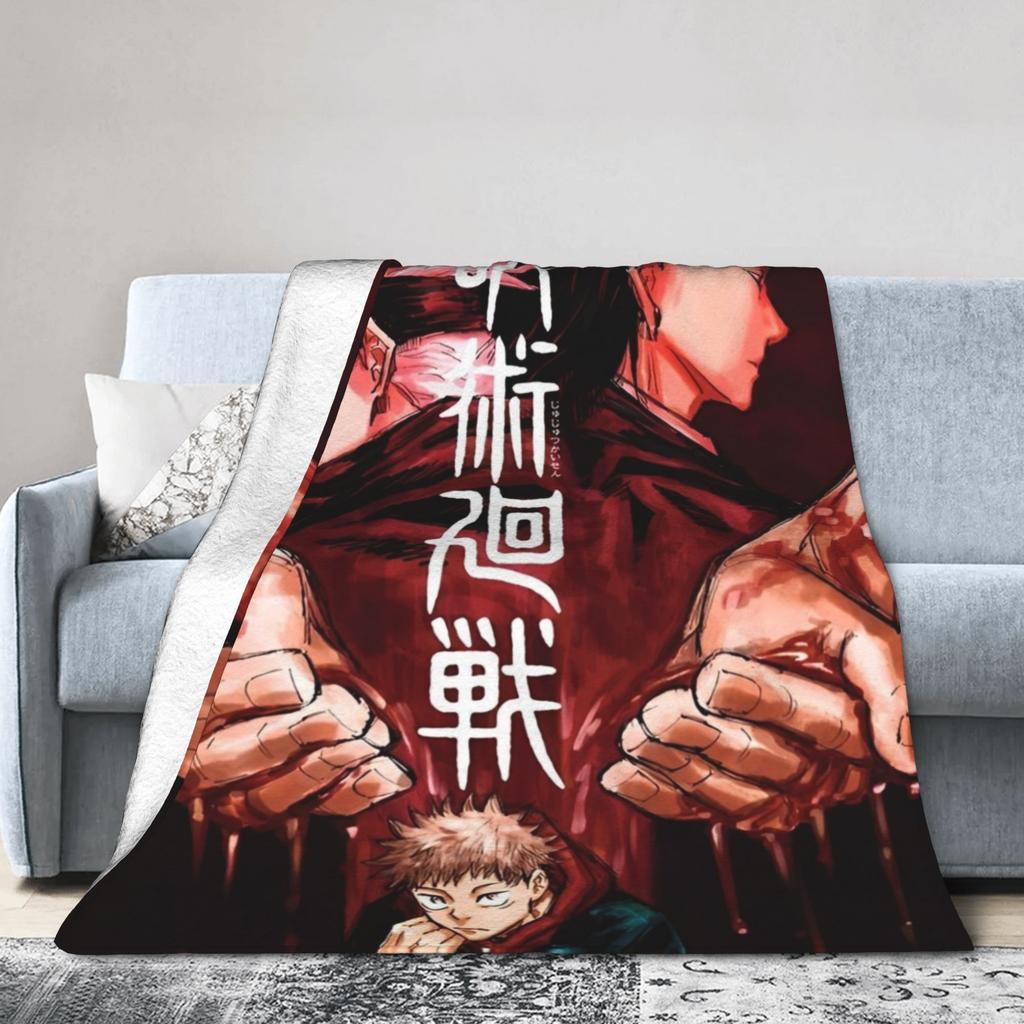 Плед Jujutsu Kaisen Фланелевый Декор Аниме Манга Портативный Супер Теплый Пледы для Кровати Дивана Покрывало