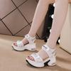 Fashion 8CM New Air Mesh Breathable New Women Sandals Comfy Shoes Fashion Summer Fish Toe Platform Wedge High Hidden Heels Ladies
