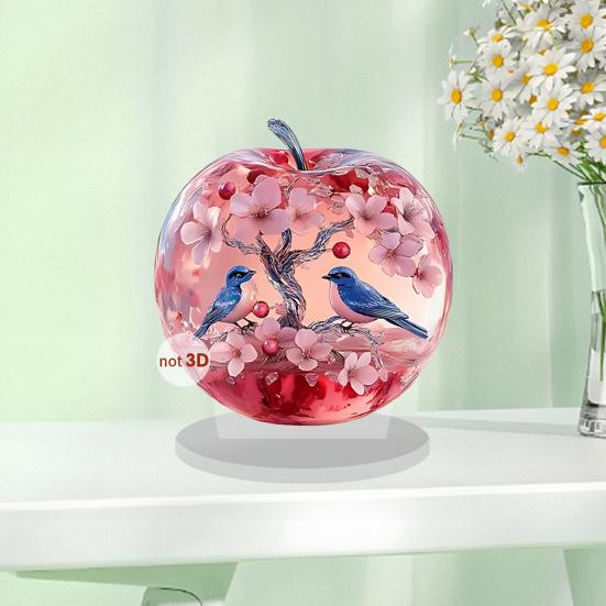 2D Flat Acrylic Apples Fantasy Worlds In Apples Ornament Desktop Decoration Apples for Living Room Bedroom Shelf Cabinet Decor