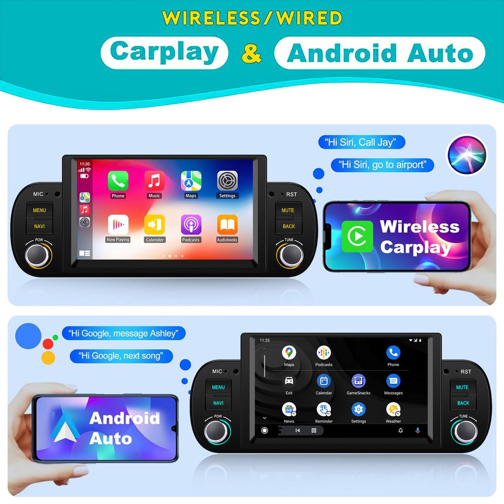 Автомобильное радио мультимедиа для Fiat Panda 2013-2020 Android Видео Стерео Android Auto Carplay GPS НЕТ 1 din DVD 7" Головное устройство