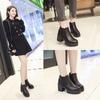 New Fashion Low-tube High-heeled Women's Short Boots Round Toe Wear-resistant Waterproof Platform Elastic Ankle Boots