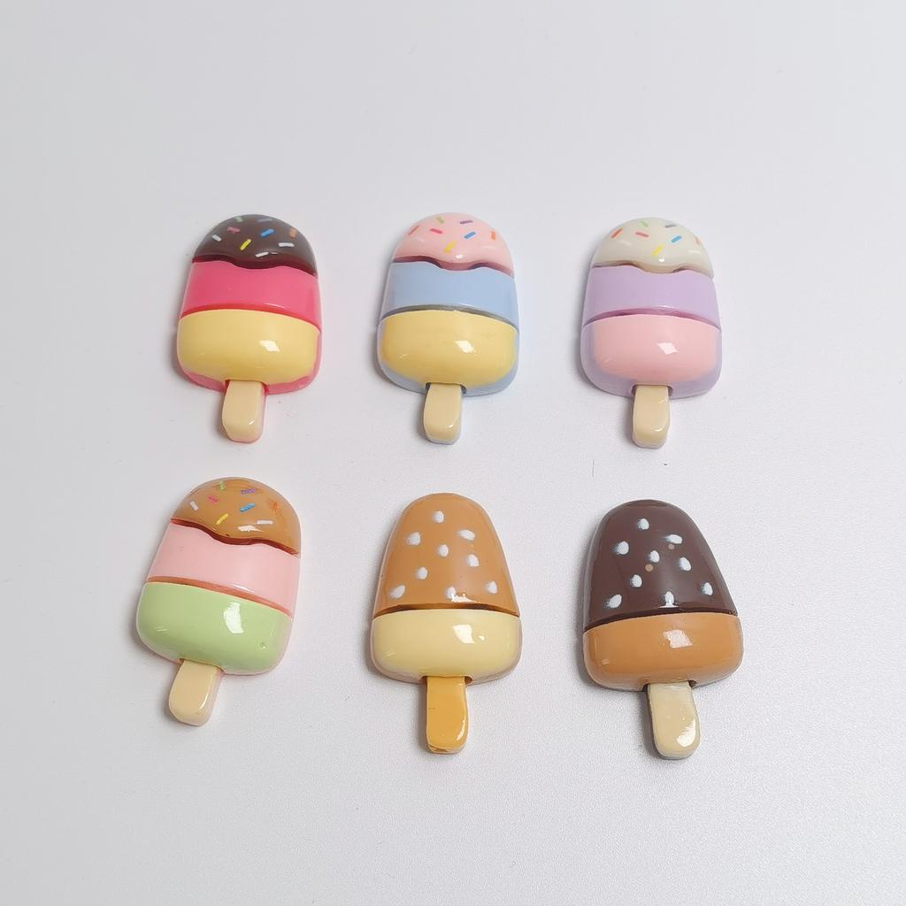 100Pcs Resin Ice Lolly Flatback Cabochon Realistic Chocolate Ice Cream Sweets No Hole Beads Popsicle Charms for Scrapbooking DIY