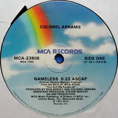 12-дюймовая пластинка COLONEL ABRAMS - Nameless MCA23806 MCA Records 1987 США Танцевальная и электронная музыка Б/у