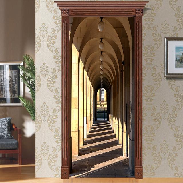 29 стилей DIY дверь художественная роспись наклейка гостиная коридор вход раздвижные двери декоративная живопись пилинг и; Наклеить обои из ПВХ