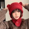 Y2k Warm Beanie Hats Winter Autumn Ear Protection Cap Fashion Bear Ear Knitted Cap  Ski