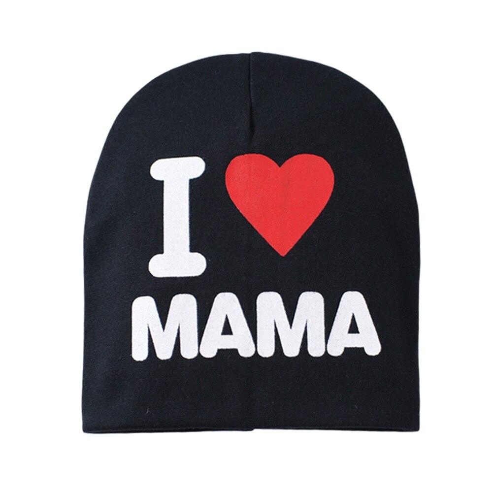 Весенне-осенняя двойная теплая шапка для новорожденных, шапочка «Я люблю папу и маму», вязаная крючком шапка с принтом для маленьких девочек и мальчиков, шапки, шапки