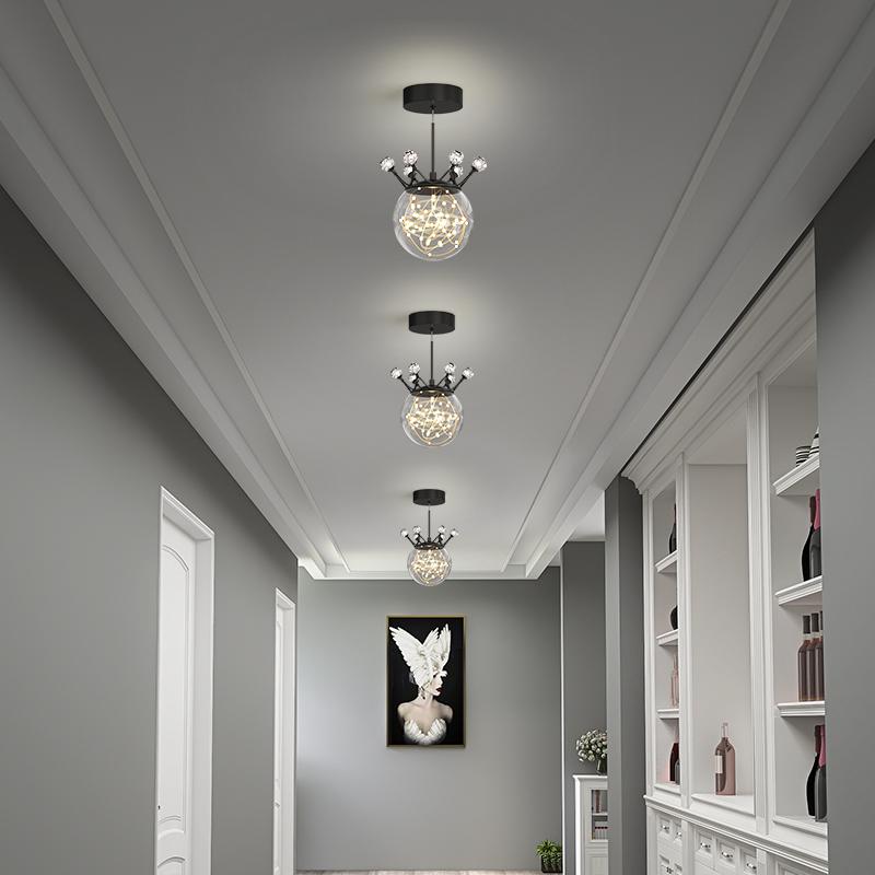 Свет для прохода, маленькая люстра для прихожей, современный минималистичный светильник для прихожей, креативное сетчатое красное звездное освещение для балкона