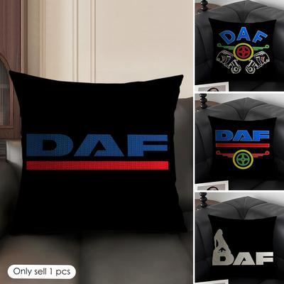Крутая наволочка с логотипом грузовика D-Daf Натуральный лен Органическая ткань Двусторонняя печать Диван Домашний декор Подарок Наволочка