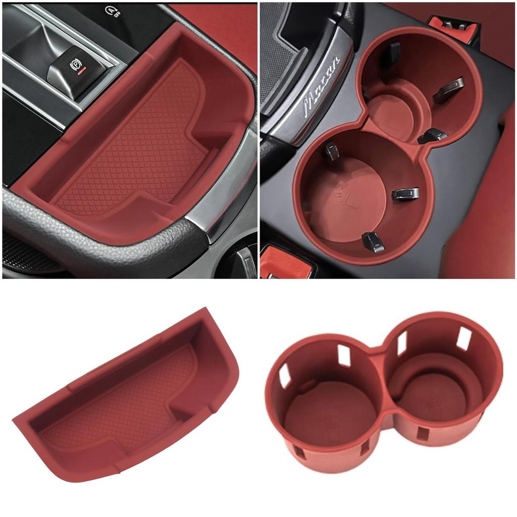 Заказные детали для защитной крышки подстаканника Porsche и защитной накладки на консольный отсек для хранения. Этот силиконовый водонепроницаемый защитный коврик предотвращает появление пятен