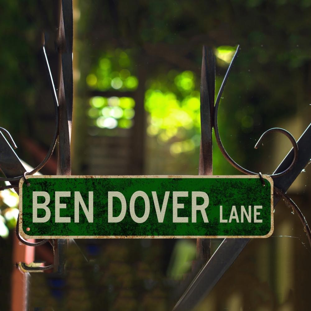 Antique Metal Sign - 16x4 Inch Wall Art Decor - Vintage Tin Ben Dover Lane Room Home Bar Cafe Decor Sign