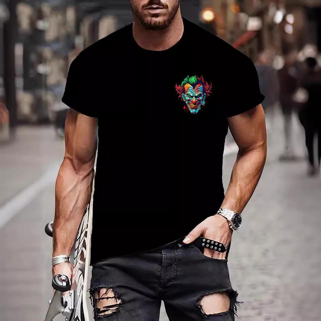 2024 новая модель, Amazon внешняя торговля 3D цифровая печать клоун футболка персонаж, европейские и американские модные мужские футболки оптом