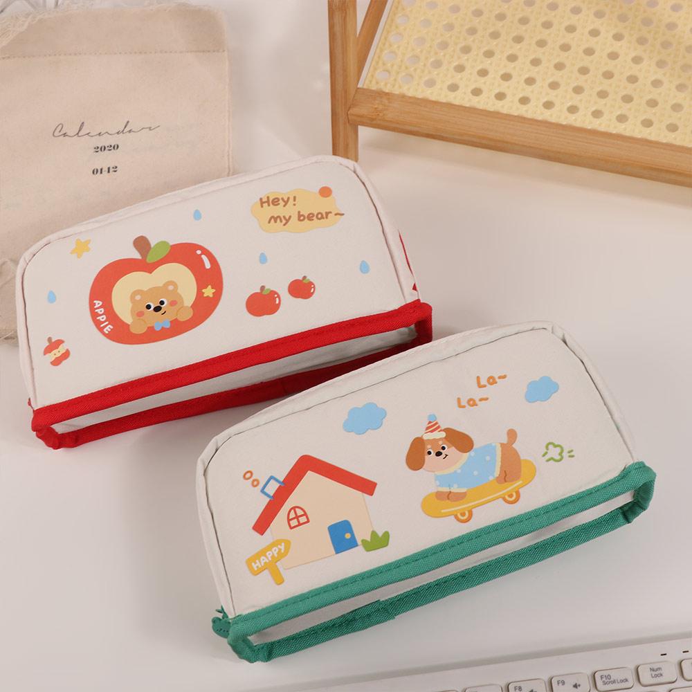 Can Stand Cartoon Pen Bag INS Multi-layer Stationery Bag Lovely Pencil Storage Bag Back To School