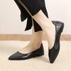 2025 New Black Flat Single Shoes Women's Versatile Office Workers Soft-soled Ladyshoes Career Interview Soft Leather Work Shoes