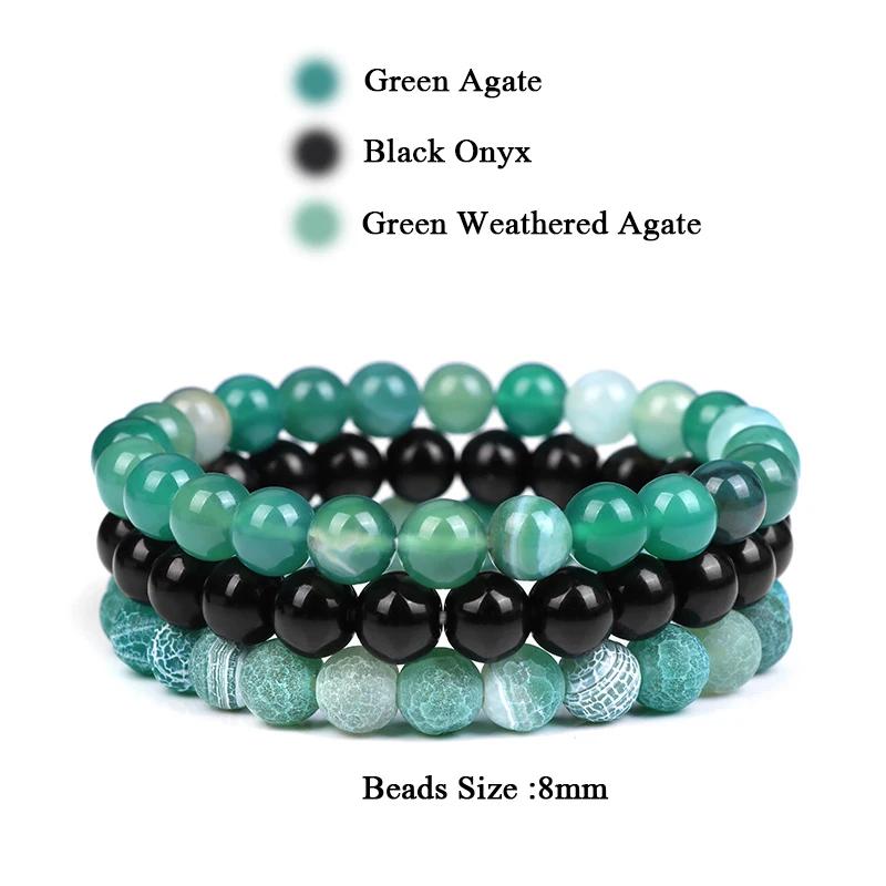 8 мм набор браслетов из натурального камня 3 шт./компл. родонит розовый кварц лунный камень аметисты гематит браслеты для женщин мужчин ювелирные изделия