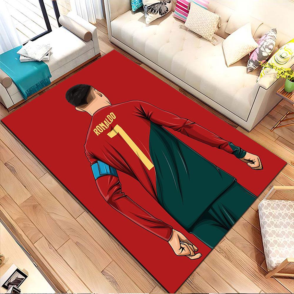 Soccer Star with Number 7 Patterned carpet, non slip mat suitable for living room and bedroom sofas