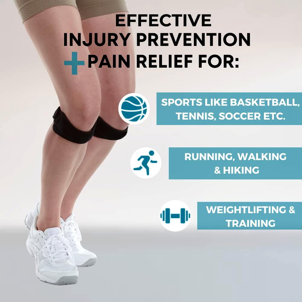 1 Pair Patella Tendon Knee Strap, Knee Pain Relief Support Brace Hiking, Soccer, Basketball, Running,Jumpers Knee,Tennis & Squat