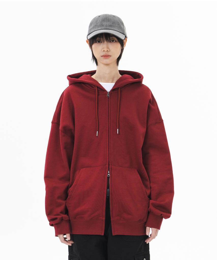 Худи Le Custom The Essential Oversized Однотонное с двусторонней молнией (Бургундия)