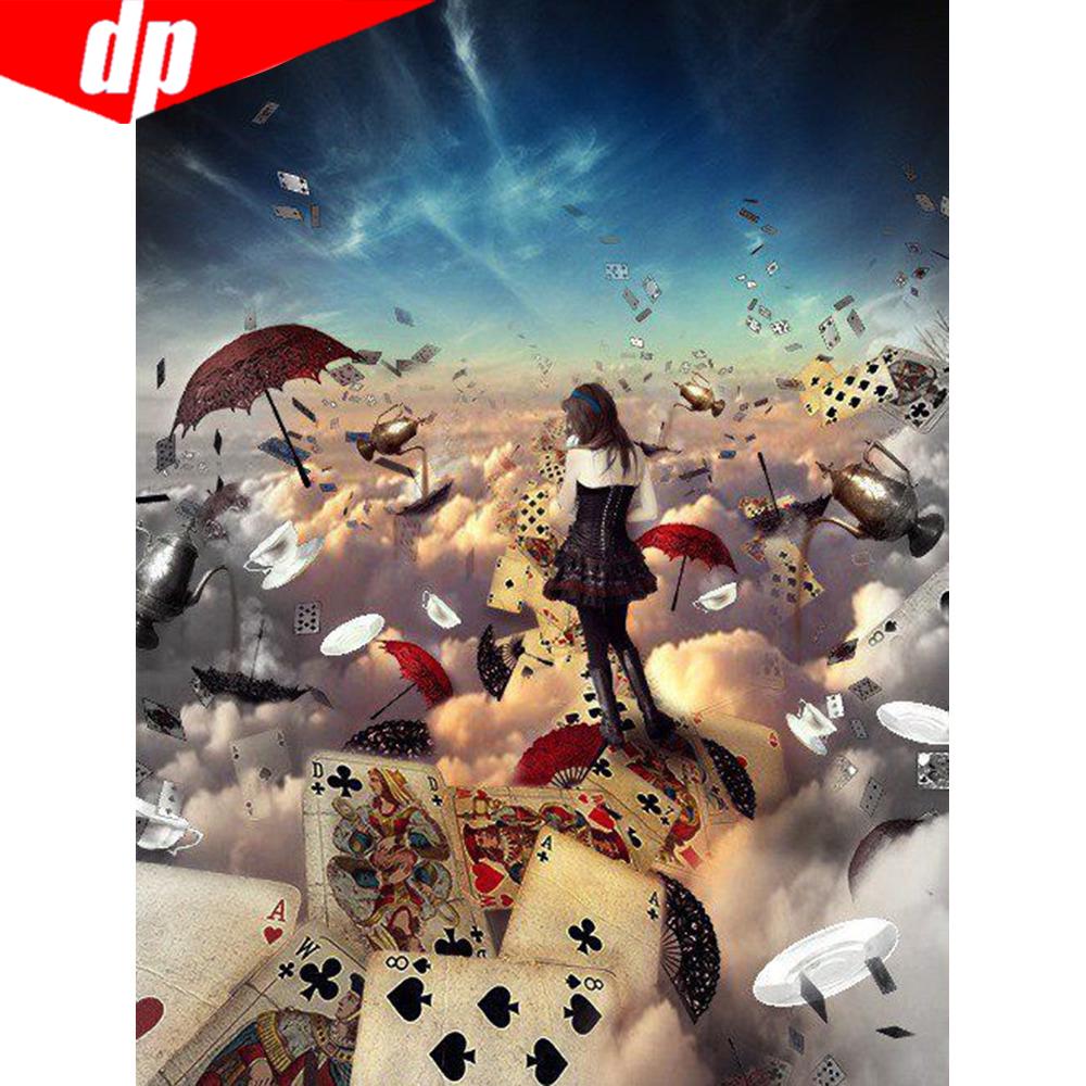 Diamond Painting Portrait Girl Poker Cross Stitch Full Display Full Round Diamond Embroidery