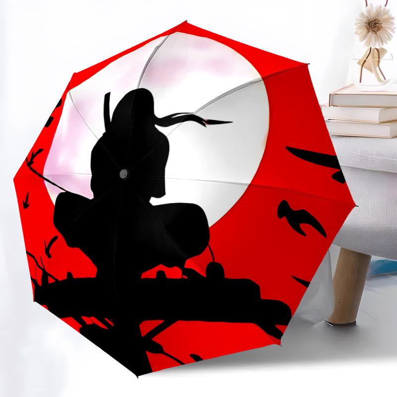 1pc Ninja Moon Automatic Folding Umbrella with 8 Bones, 3-Fold Compact Umbrella, Compact Design On-the-Go Essential, casual outdoor accessor
