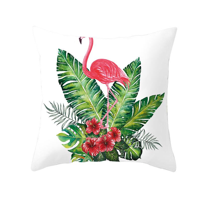 Summer Tropical Plant Flamingo Decorative Pillowcase Green Leaf Pillowcase Flamingo Pillowcase