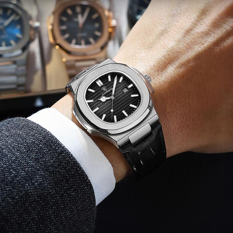 Новинка 2023 года, модные мужские кварцевые часы с простым циферблатом, светящимся водонепроницаемым календарем, кожаные спортивные мужские властные кварцевые часы