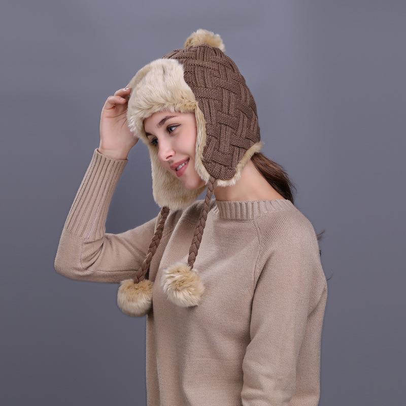 Осенне-зимняя новая клетчатая защитная шапка для ушей Lei Feng, плюшевая шапка для улицы, осенне-зимняя вязаная шерстяная шапка