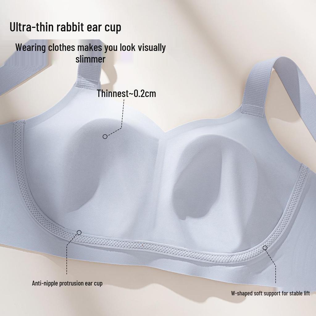 Rabbit Ear Seamless Wirefree Bra: Large Bust Minimizer, Soft Support, Adjustable, Anti-Sagging, Side Smoothing - Perfect for Summer.