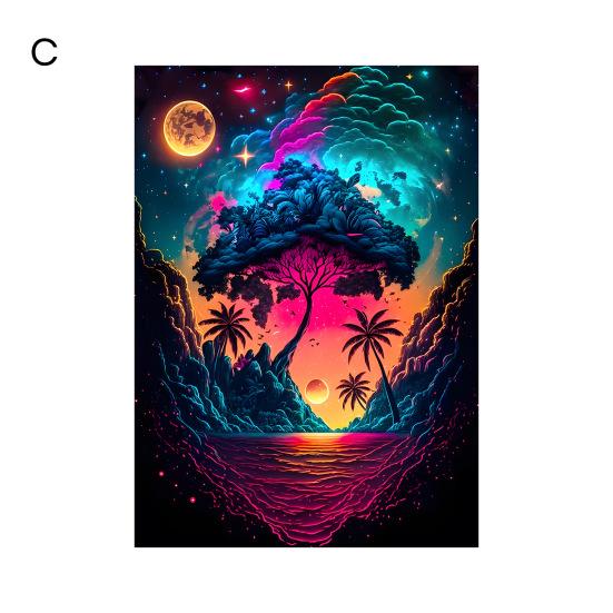 Картина со стразами 5D Дерево Луна Пейзаж Полная дрель Блестящие стразы Вышивка Красочные DIY Художественные ремесла Ручная работа Украшение стен дома Горный хрусталь