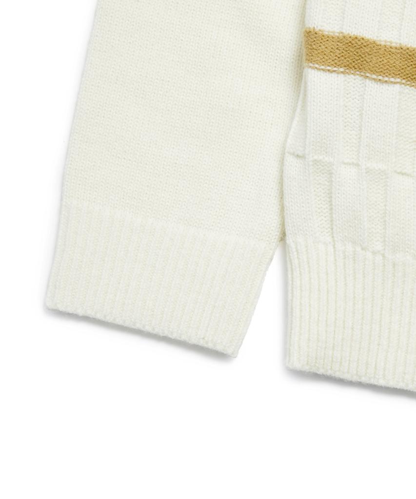 MARK GONZALES Angel Stripe Polo Knit Cardigan - Ivory
