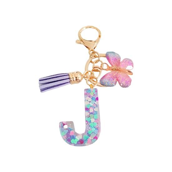 Butterfly Initial Letter Keychain Pendant Exquisite Practicality Backpack School Bag Decoration Purple Alphabet Keychain for Girls Women