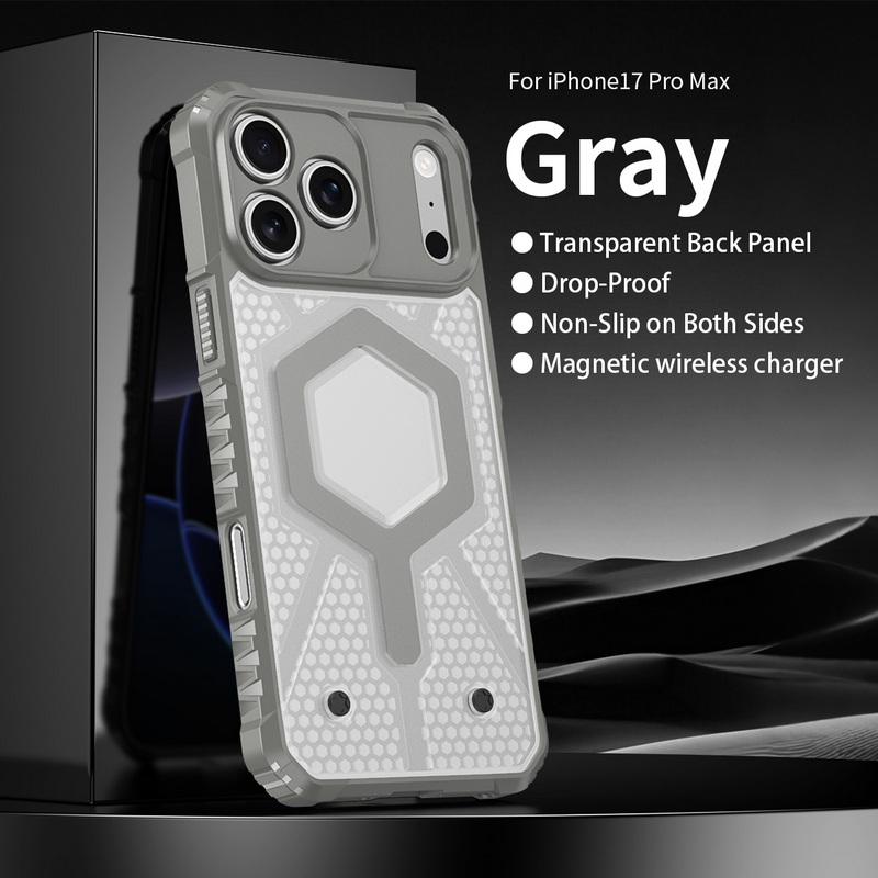 Магнитный чехол для телефона с сотовым рисунком для iPhone 17 Pro Max 16 15 14 13 Pro Max Гибридный ударопрочный бампер из ТПУ+ПК