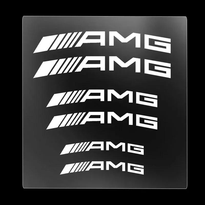 EVW5   C200 For Mercedes-Benz 6pcs Car Styling Car Brake Caliper Stickers For AMG Mercedes Benz W204 W124 W201 W202 W212 W220 W205 GLA