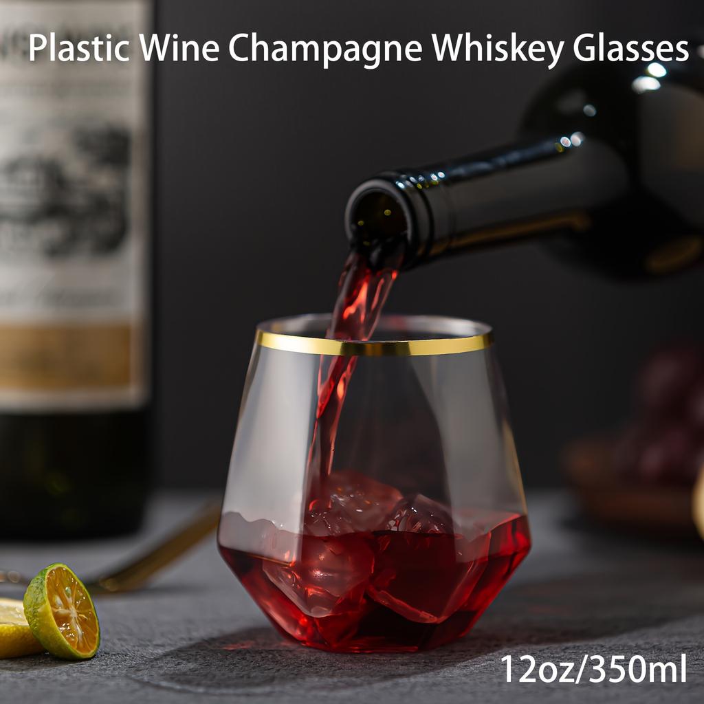 32шт ромбовидные небьющиеся пластиковые бокалы без ножки для вина, шампанского, виски, элегантные прочные одноразовые бокалы для дома и улицы, идеально подходят для баров для домашнего офиса