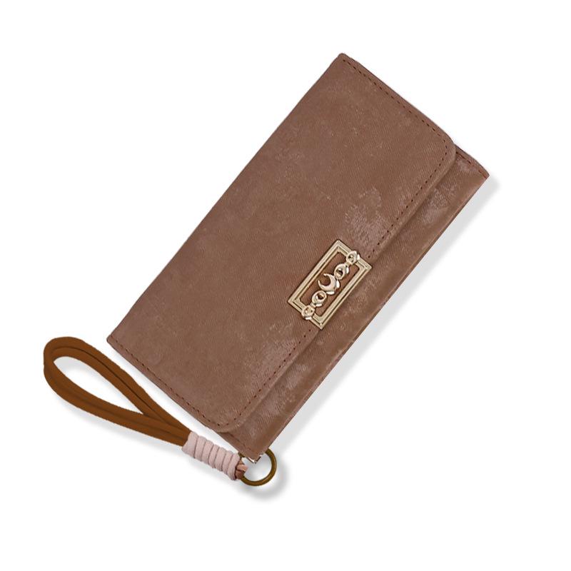 Women's Frosted Leather Tri-fold Clutch Wallet with Multi-card Slots