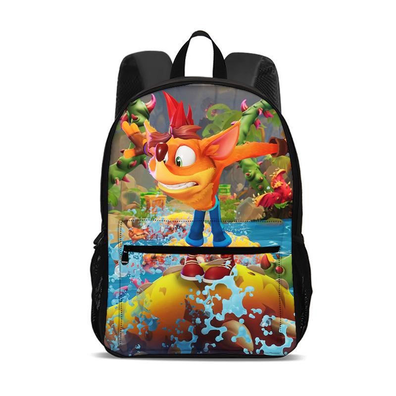 Рюкзак Crash Bandicoot с мультяшным принтом, новый, большой вместимости, лучший спутник для школы, путешествий и активного отдыха