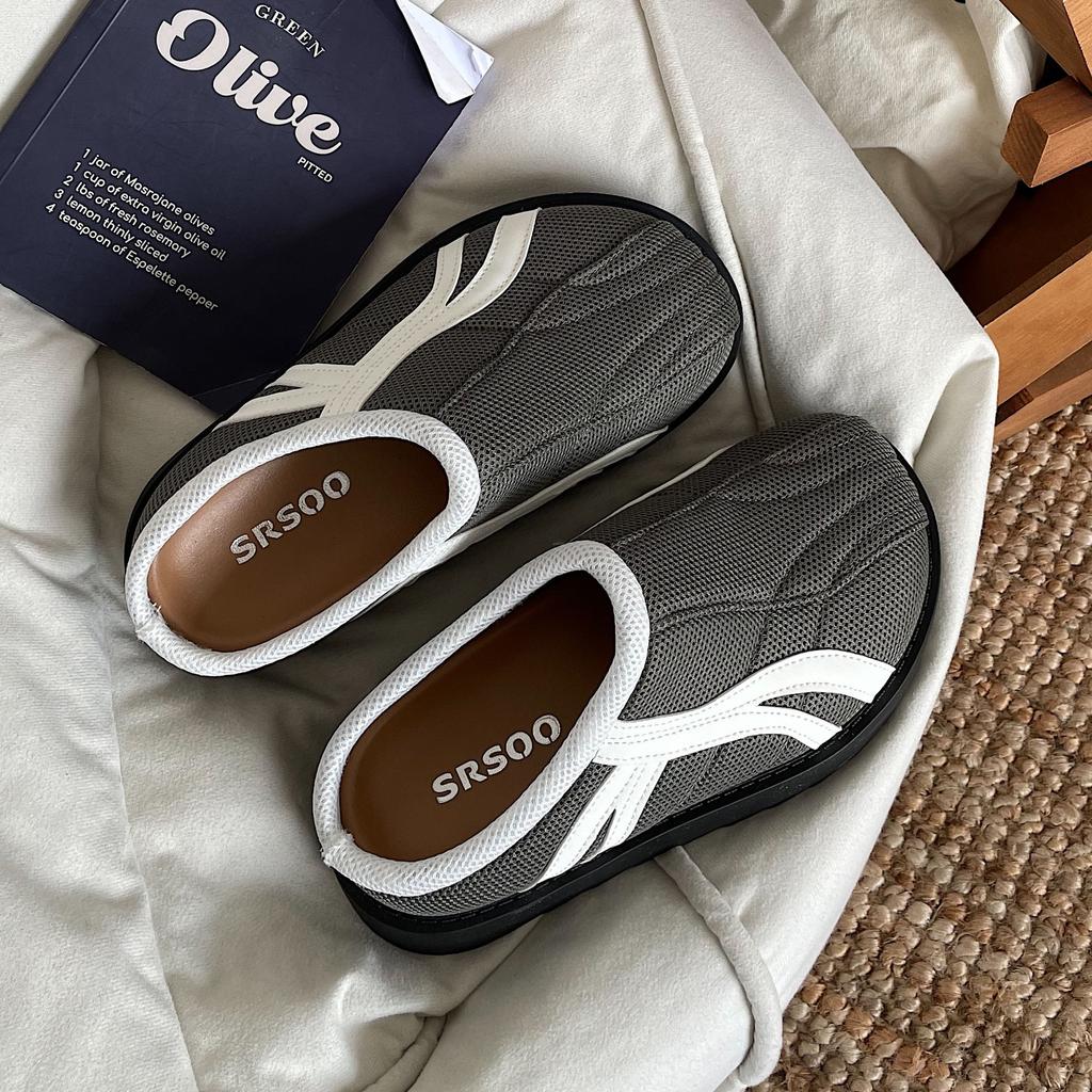 Fashion Women Flat Slippers 2025 Summer New Vintage Slip on Non Slip Half Drag Mesh Breathable Lightweight Comfortable Soft Sole Sandals