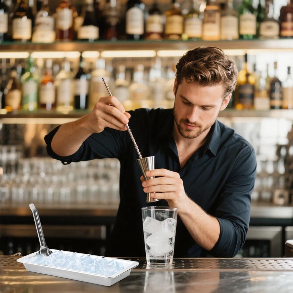 Винтажный поднос для льда, 18/8 нержавеющая сталь, поднос для льда на 18 ячеек, ручка для легкого извлечения, 11 дюймов, дизайн для баров и кухонь, рычаги для извлечения, можно мыть в посудомоечной машине