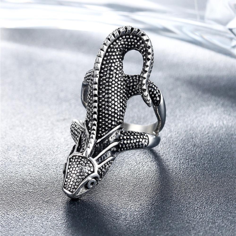 Персонализированное ретро-ящерица мужское кольцо из титановой стали ювелирные изделия из нержавеющей стали