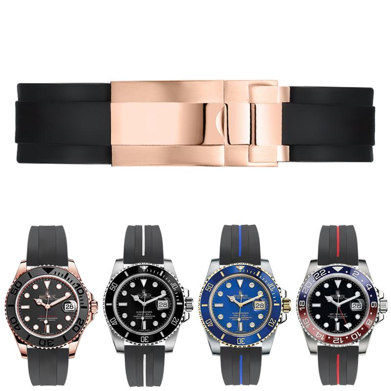 Резиновый ремешок для часов Seiko Tudor Citizen с пряжкой из нержавеющей стали, водонепроницаемый браслет для часов 20 мм 21 мм черный синий